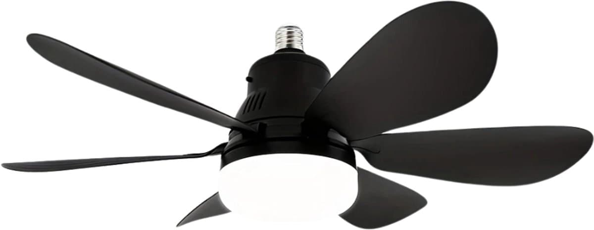 Nivard Plafondventilator - Met Verlichting - Plafond Ventilator - Met Lamp - Plafonniere Met Ventilator - Met Licht - Zwart - 50cm — afbeelding 1