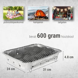 Wegwerp Barbecue – Instant BBQ met Houtskool – Camping Barbecue voor Buiten, Picknick of Balkon – Inclusief Rooster – Barbecue Accessoires – BBQ Kopen — thumbnail 2