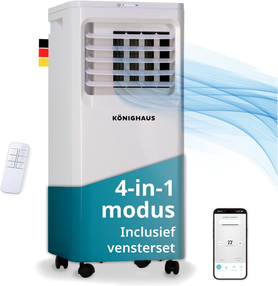 Könighaus - Mobiele Airco - Snel & Efficiënt - 7000 BTU - Afstandsbediening en App — afbeelding 1