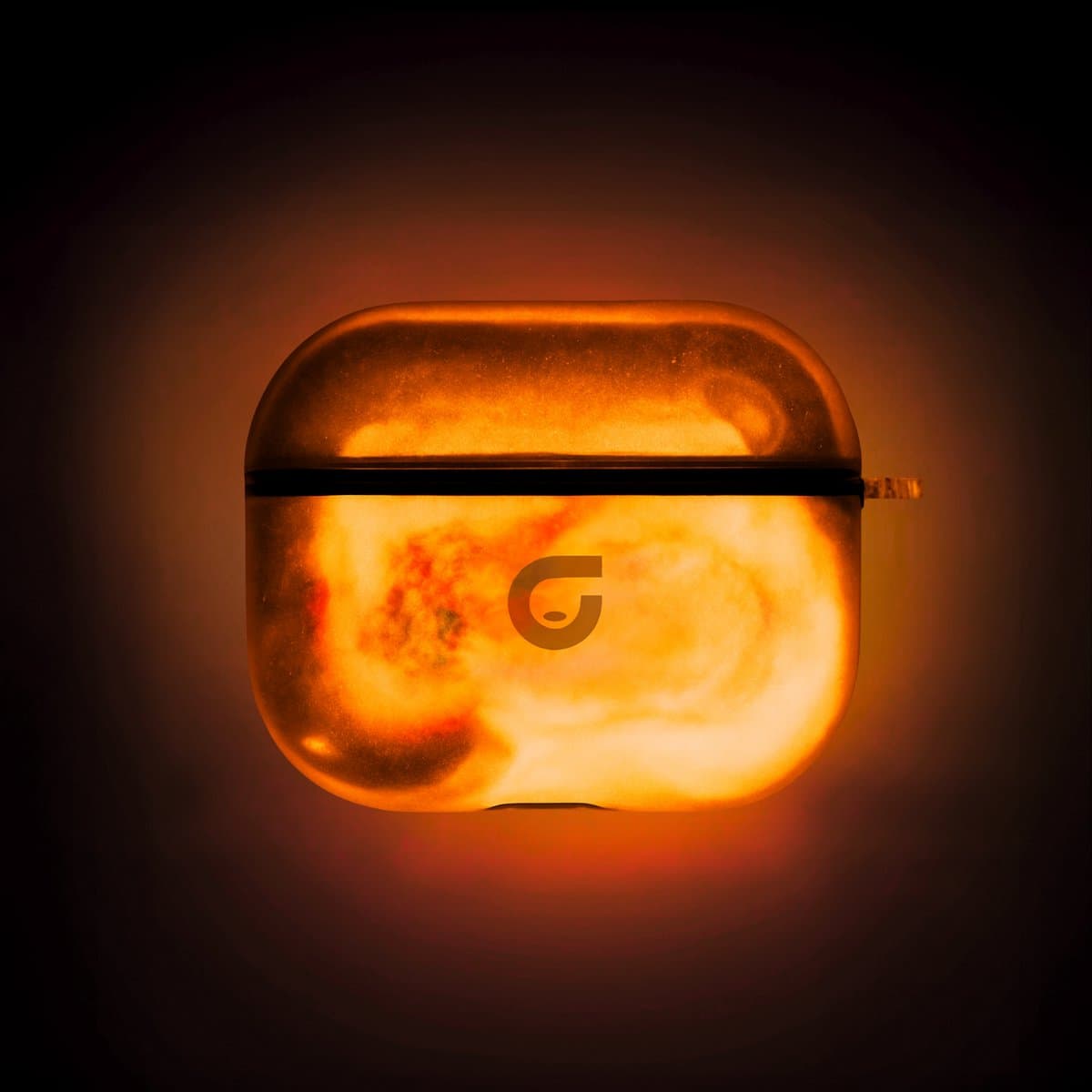 GlowsandGuards - Airpods pro hoesje - Glow in the dark - Inclusief UV lampje om op te lichten - AirPods pro case - Hét satisfying AirPods hoesje - AirPods Pro - Oranje — afbeelding 1