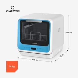Klarstein Vaatwasser Amazonia Mini - Compact Aanrechtblad, 7 Programma's, 5L Tank of Directe Aansluiting, Energie-efficiëntieklasse D, Stil 58dB, Digitaal Display, Draagbaar Tafelblad voor Kleine Keukens, Blauw - Mini-Vaatwasser - voor Keuken — thumbnail 3