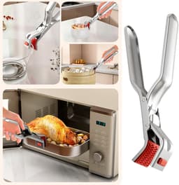 RVS-grippers voor hete platen - Ergonomisch antislipontwerp - Anti-verbranding - Multifunctionele tang voor magnetron, oven, airfryer, stoompan, potten en kommen - voor veilige grip en hittebescherming — thumbnail 7