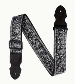 P&P® - Professionele Verstelbare Stevige Gitaarband - Guitar strap Band - Luxe Gitaarriem - Bas/Elektrische /Akoestische/ Klassieke Gitaar - Geborduurd Grijs - Zwart -Wit — thumbnail 5