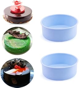 Siliconen bakvorm, rond, 15 cm, 2 stuks, siliconen bakvorm, bakvormen voor heteluchtfriteuse, airfryer, siliconen bakvorm voor gelaagde cake, cheesecake, cake en brood — thumbnail 2