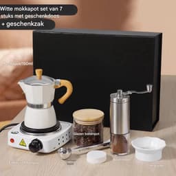 Espresso Tavien - koffiemaker - Wit - Percolator - Moka pot - Met Koffiemolen - Camping en thuisgebruik — thumbnail 4