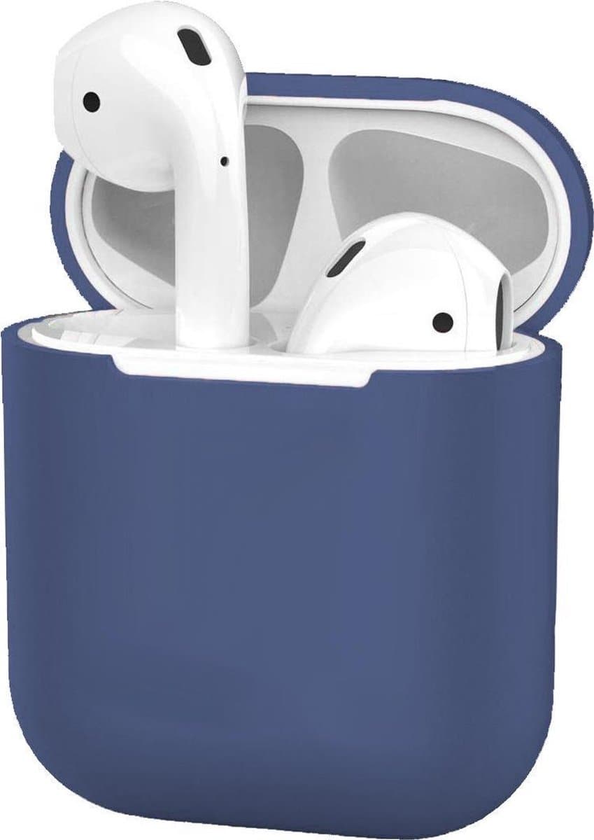 Hoesje - Geschikt voor Apple Airpods 2 - Siliconen Dun Met Clip - Case Cover - Silicone Hoes - Blauwgrijs — afbeelding 1