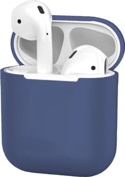 Hoesje - Geschikt voor Apple Airpods 2 - Siliconen Dun Met Clip - Case Cover - Silicone Hoes - Blauwgrijs — thumbnail 1