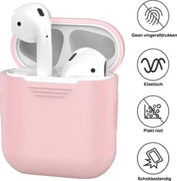 Hoesje - Geschikt voor Apple Airpods 1 - Siliconen Hoes met Clip - Silicone Case Cover - Lichtroze — thumbnail 2