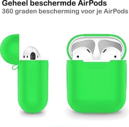 Hoesje - Geschikt voor Apple Airpods 1 - Siliconen Hoes met Clip - Silicone Case Cover - Groen — thumbnail 5
