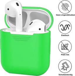 Hoesje - Geschikt voor Apple Airpods 1 - Siliconen Hoes met Clip - Silicone Case Cover - Groen — thumbnail 2
