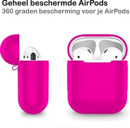 Hoesje - Geschikt voor Apple Airpods 2 - Siliconen Hoes met Clip - Silicone Case Cover - Donkerroze — thumbnail 5