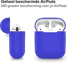 Hoesje - Geschikt voor Apple Airpods 1 - Siliconen Hoes met Clip - Silicone Case Cover - Donkerblauw — thumbnail 5
