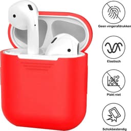 Hoesje - Geschikt voor Apple Airpods 2 - Siliconen Hoes met Clip - Silicone Case Cover - Rood — thumbnail 2
