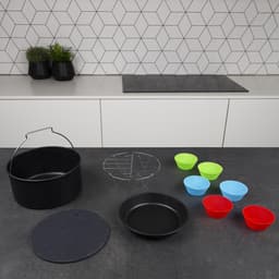 Princess 182011 Airfryer Accessoireset 10-delig - Accessoire voor heteluchtfriteuse - Grillrek - Pizzapan - Muffinset - Bakblik - Siliconen onderzetter - Diameter 18 cm — thumbnail 3