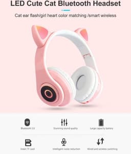 Mogi Products-Draadloze Kinder Hoofdtelefoon -Kattenoortjes-Met Led-Koptelefoon Kinderen — thumbnail 5