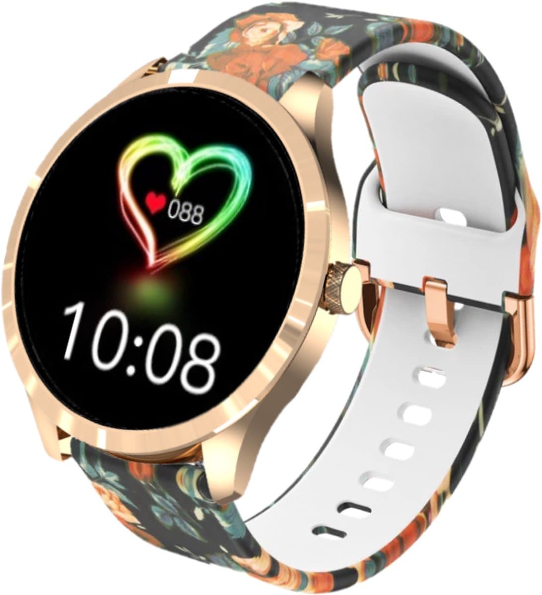 Belesy® Q9 Pro - Smartwatch Dames – Smartwatch Heren - Horloge - 1.28 inch - Kleurenscherm - Stappenteller - Bloeddruk - Hartslag - 75+ Wijzerplaten – Sporten – Siliconen – Rozen - Rosegoud - Kerstcadeau — afbeelding 1
