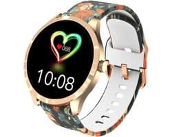 Belesy® Q9 Pro - Smartwatch Dames – Smartwatch Heren - Horloge - 1.28 inch - Kleurenscherm - Stappenteller - Bloeddruk - Hartslag - 75+ Wijzerplaten – Sporten – Siliconen – Rozen - Rosegoud - Kerstcadeau
