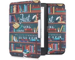 kwmobile e-reader hoesje geschikt voor Kobo Clara HD hoes - E reader flip case met magnetische sluiting - Ereader cover - bibliotheek design in meerkleurig