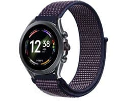 Strap-it Nylon smartwatch bandje - geschikt voor Fossil Gen 6 44mm / Gen 5 / Gen 5e 44mm - paars-blauw