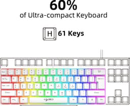 HXSJ V700 - Bedrade Gaming Toetsenbord - RGB - 61keys - QWERTY Toetsenborden - Wit — thumbnail 2