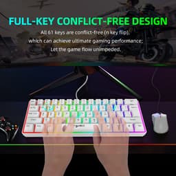 HXSJ V700 - Bedrade Gaming Toetsenbord - RGB - 61keys - QWERTY Toetsenborden - Wit — thumbnail 5