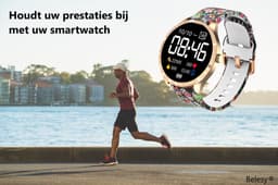 Belesy® BQSiRgSk Pro Skull - Smartwatch Dames – Smartwatch Heren - Horloge - 1.28 inch - Kleurenscherm - Stappenteller - Bloeddruk - Hartslag - 75+ Wijzerplaten – Sporten – Rose goud – Staal - Siliconen – Skull - Kerstcadeau — thumbnail 5