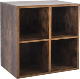 VDD Vinyl - Platenspeler Meubel - Lp kast - Vinyl kast - Platenspeler kast - Lp meubel - Platen kast - Vinyl opberg systeem - Lp platen opbergkast - Opbergen lp vinyl platen - Vinyl opbergkas - Vinyl houder - 4 open vakken - 70 x 70 x 34 cm - bruin — thumbnail 3