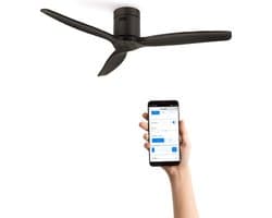 CREATE - Plafondventilator 40W geluidloos Ø132 cm - Met Wifi - Met Afstandsbediening - 6 Snelheden - Timer - Zomer/Winter functie - Zwart - WIND CALM — afbeelding 1