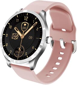 Belesy® BQSiRgPk Pro - Smartwatch Dames – Smartwatch Heren - Horloge - 1.28 inch - Kleurenscherm - Stappenteller - Bloeddruk - Hartslag - 75+ Wijzerplaten – Sporten – Zilver – Siliconen - Roze - Kerstcadeau — thumbnail 2