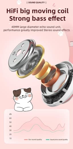 Kinder hoofdtelefoon - cat headphones | Draadloze koptelefoon Bluetooth met led kattenoortjes zwart | Koptelefoon voor Kinderen - Met Led Kat Oortjes | met verlichting poot — thumbnail 4