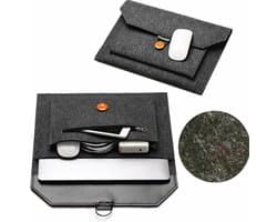 BukkitBow - Laptop Sleeve Voor Apple iPad / Macbook Air/ Macbook Pro 13 Inch - Vilten Laptophoes - Opbergvakken Voor Telefoon/Muis/Accessoires - Zwart