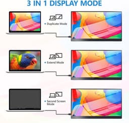 Lipa HDR-60 portable monitor Full HD 17.3 inch - Draagbaar scherm - Computerscherm - Beeldscherm - 144 Hz - HDMI - 2x USB C - Met hoes en kickstand - Ook voor game consoles - Freesync - 1920 x 1080 pixels - Dual Speakers - Energiezuinig — thumbnail 4