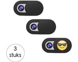 Supertarget PRO Webcam cover met Emoji – Unieke webcam schuifjes in Nederland met Emoji - 3 stuks zwart – Webcamcover – Privacy beschermer – Geschikt voor Tablets, Laptops (Macbooks) en Smartphones