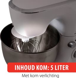 alpina Keukenmachine - Keukenrobot - 5L RVS Mengkom - 3 Accessoires — thumbnail 4