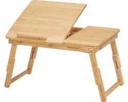 Laptoptafel - Laptop Standaard - Bamboe tafel - Ontbijt in bed - Tekentafel - Opslagruimte - In hoogte verstelbaar - Bedtafel - Lades- Bamboe - LLD01N