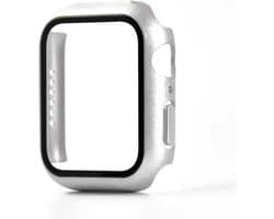 Smartphonica Hoesje met glazen screenprotector voor Apple Watch 40mm - Zilver geschikt voor Apple Watch