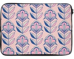 Laptophoes 13 inch - Retro - Design - Bloemen - Laptop sleeve - Binnenmaat 32x22,5 cm - Zwarte achterkant