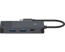 USB-C Multiport Adapter, UCM-2001, 4-in-1, Donker Grijs