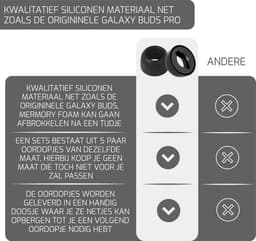 Oordopjes geschikt voor Samsung Galaxy BudsPro - Samsung Galaxy Buds Pro tips - Samsung Galaxy Buds Pro vervanging tips - 5 paar oordopjes voor Samsung Galaxy Buds Pro - Zwart / Medium — thumbnail 5
