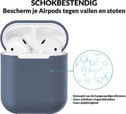AirPods Hoesje voor Apple AirPods 1 & 2 – Blauwgrijs - Siliconen Beschermende Case — thumbnail 5