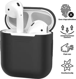 AirPods Hoesje voor Apple AirPods 1 & 2 – Zwart - Siliconen Beschermende Case — thumbnail 2
