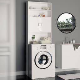 Casaria Wasmachine Kastje - 2 deuren 185x63x20cm - wit — thumbnail 5
