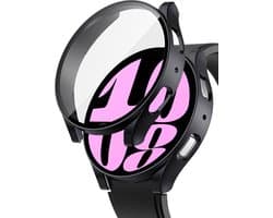 Hoesje + Screenprotector Samsung Galaxy Watch 6 40mm – Gehard Glas Cover + Shock Proof Case – Zwart