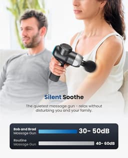 Massage Pistool Diepweefsel Percussiemassager - Spiermassager met 5 Snelheden en 5 Koppen - Handmassageapparaat voor Thuis Gym Kantoor - Herstel Pijn en Stijfheid Verlichting Zilver — thumbnail 5