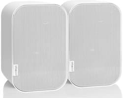 Artsound UNI20, Set van 2 passieve luidsprekers, 2-weg hifi luidspreker, 10-40 watt, muurbeugel met kogelgewricht, geschikt voor ruimtes tot 20 m² zoals gang, keuken, toilet, kleur: wit