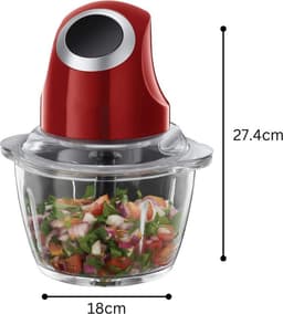 MKSS® Foodprocessor - Elektrische Groentesnijder Multifunctioneel - Vleesmolen - Gehaktmolen - RVS - Top Kwaliteit - Rood — thumbnail 3