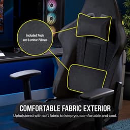 Corsair TC100 - Relaxed Gaming Stoel - Stoffen - Zwart/Grijs — thumbnail 3