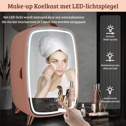 Skincare Beauty Fridge – Mini Koelkast – Minibar – 6 Liter – Slaapkamer – Stijlvol – Met LED Spiegel – Flamingo — thumbnail 4