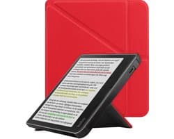 Hoes Geschikt voor Kobo Libra Colour Hoesje Bookcase Cover Book Case Hoes Sleepcover Trifold - Rood