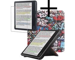 Hoes Geschikt voor Kobo Libra Colour Hoesje Bookcase Cover Book Case Hoes Sleepcover Trifold Met Screenprotector - Graffity